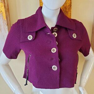 Millard Fillmore Purple Wool Blended Cropped Retro Jacket SZ S